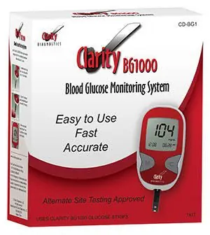 Clarity Lab Group LLC - CD-BG1 Blood Glucose Meter Clarity Diagnostic BG1000 5 Second Results Stores up to 300 Results No Coding Required