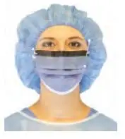 Prestige Ameritech - 2451 Procedure Mask with Eye Shield PremierPro™ Anti-fog Foam ASTM Level 3 Earloops One Size Fits Most