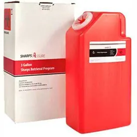 Sharps Assure LLC - SA3G-8 Mailback Sharps Container Sharps Assure Red Base Vertical Entry 3 gal.