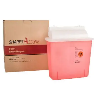 Sharps Assure LLC - SA5QU Mailback Sharps Container Sharps Assure Translucent Red Base 12-1/4 L X 4-3/4 W X 10-1/2 H Inch Horizontal Entry 1.35 gal.