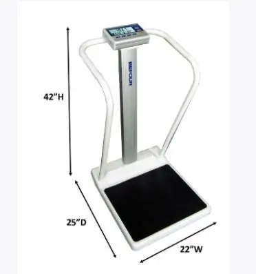 Befour - MX310-KG Physician Scale with Handrail Befour Digital Display 1000 lbs. / 454 kg Capacity Silver Battery Operated