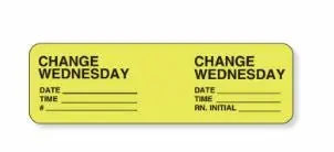 PDC Healthcare - 59704490 Pre-Printed Label pdc® Anesthesia Label Yellow Permanent Paper Change Wednesday Date_Time_Int_ Black Syringe Label 7/8 X 7/8 Inch