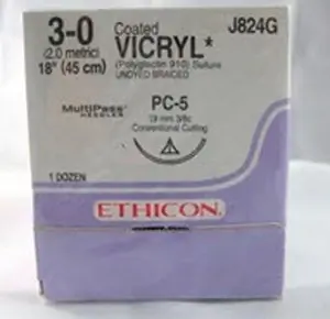 J & J Healthcare Systems - J824G Coated Vicryl™ Suture with Needle