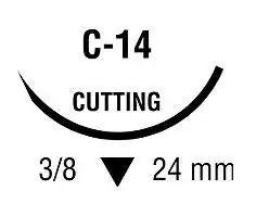 Covidien - SN-669 Nonabsorbable Suture with Needle Monosof™ Nylon C-14 3/8 Circle Reverse Cutting Needle Size 3-0 Monofilament
