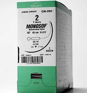 Covidien - SN-663G Nonabsorbable Suture with Needle Monosof™ Nylon C-14 3/8 Circle Reverse Cutting Needle Size 3-0 Monofilament