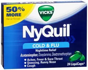Procter & Gamble - 37000055724 Cold and Cough Relief NyQuil® 325 mg - 15 mg - 6.25 mg Strength Gelcap 24 per Box
