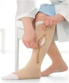 BSN Medical - 114487 Zippered Compression Stocking and Liner Jobst® UlcerCARE™ Knee High / Left Zipper Large Beige Open Toe