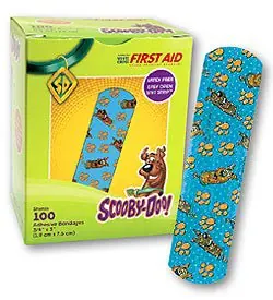 Medibadge - AB129 Adhesive Strip Stat Strip® Plastic Kid Design (Scooby Doo) 3/4 X 3 Inch Sterile