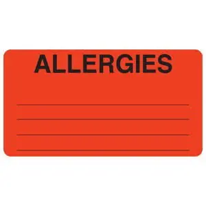 Tabbies - MAP1630 Pre-Printed Label Allergy Alert Red ALLERGIES Alert Label 1-3/4 X 3-1/4 Inch