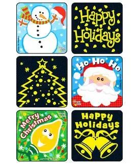 Medibadge - W2037 Sticker Kids Love Stickers® 75 per Box Merry Christmas Glow-In-The-Dark 