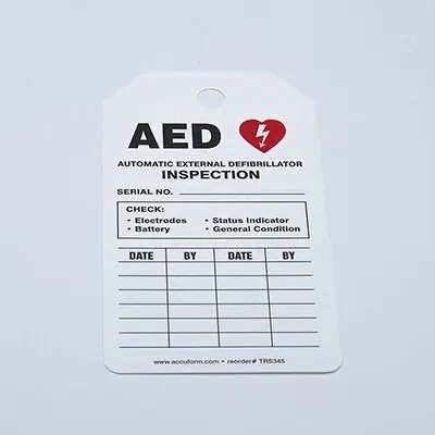Accuform Signs - TRS345CTM Equipment Tag Accuform AED Inspection Status White 3-1/4 X 5-3/4 Inch Card Stock 5 per Pack