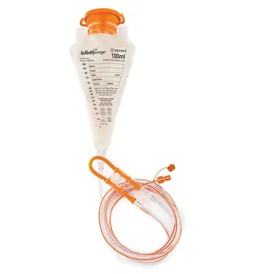 Zevex - INF0100-E Enteral Feeding Pump Bag Set with ENFit® Connector Infinity® Orange® 100 mL Silicone NonSterile ENFit® Connector
