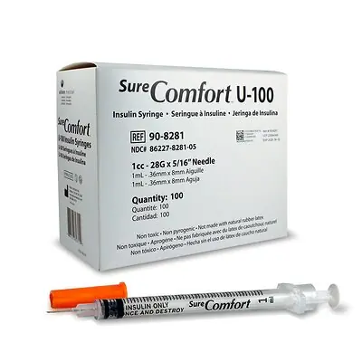 Allison Medical Inc - 90-8281 Standard Insulin Syringe with Needle Surecomfort® 1 mL 5/16 Inch 28 Gauge NonSafety Regular Wall
