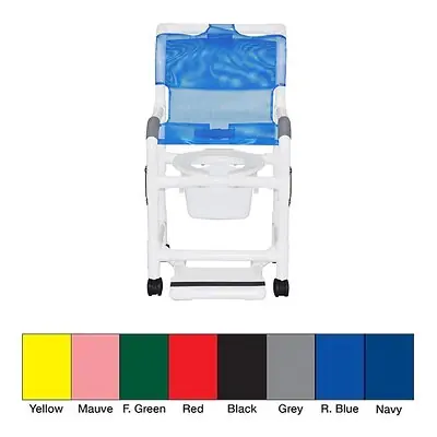 MJM International - 118-3TW-DDA-SF-SQ-PAIL Shower Chair MJM International Drop Arms PVC Frame 18 Inch Seat Width 300 lbs. Weight Capacity