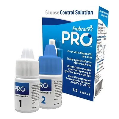 Omnis Health - ALL02AM0210 Embrace® Pro Control Solution Level 1 & 2 for use w/ Embrace Meter & Test Strips