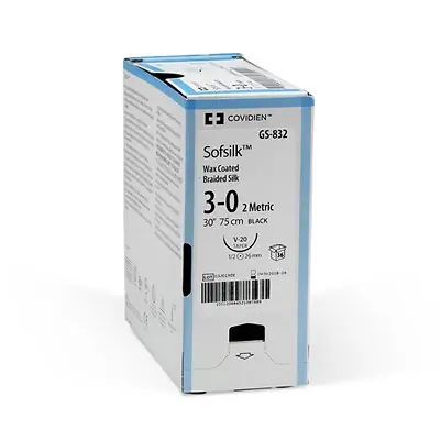 Covidien - SS-685G Nonabsorbable Suture with Needle Sofsilk™ Silk C-15 3/8 Circle Reverse Cutting Needle Size 2-0 Braided