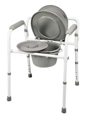 Graham-Field - 7108A 3-in-1 Commode Chair Lumex® Padded Fixed Arms Steel Frame Back Bar 14 Inch Seat Width 300 lbs. Weight Capacity