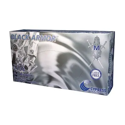 McKesson Brand 27-74 - Exam Glove BLACK ARMOR® Medium 100 per Box NonSterile Nitrile Standard Cuff Length Fully Textured Black Not Rated - 100/Box, 1000/Case