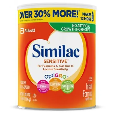 Abbott Nutrition - 62951 Infant Formula Similac Sensitive® Unflavored 29.8 oz. Can Powder Iron Lactose Sensitivity