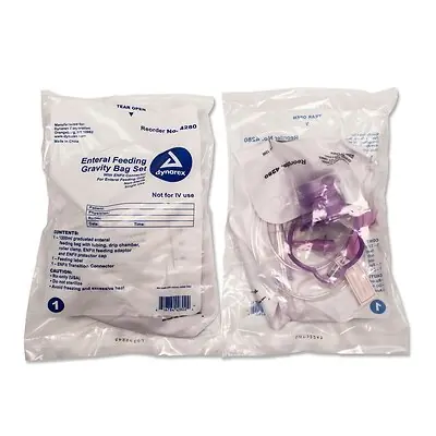 Dynarex - 4280 Gravity Feeding Bag Set with ENFit™ Connector Dynarex 1200 mL Silicone