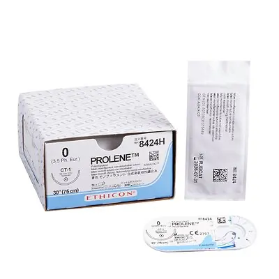 J & J Healthcare Systems - 8424H Nonabsorbable Suture with Needle Prolene™ Polypropylene CT-1 1/2 Circle Taper Point Needle Size 0 Monofilament
