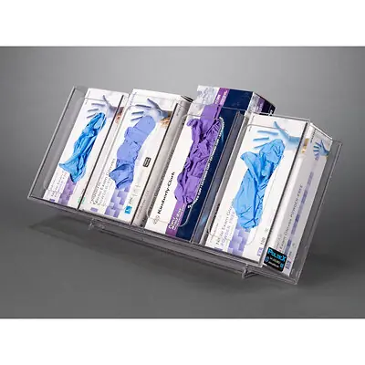 Poltex Inc - TILTGLV4 Glove Box Holder Poltex Counter Top 4-Boxes of Gloves Clear 5-1/2 X 3-1/2 X 9 Inch PETG
