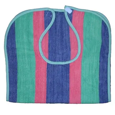 Lew Jan Textile - M48-1834A-VGI Bib Hook and Loop Closure Reusable Terry Cloth Striped