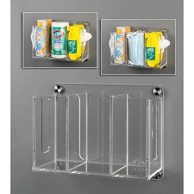 Poltex Inc - DECOMSKWIP-W Mask / Wipe Holder Poltex Wall Mount Clear 7-1/2 X 3-1/2 X 4-1/2 Inch Acrylic