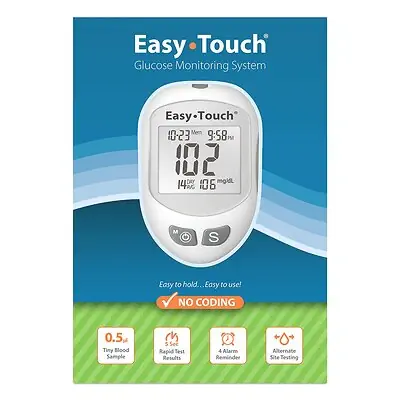 MHC Medical - 807001 Blood Glucose Meter Easy Touch® 5 Second Results Stores up to 300 Result No Coding Required