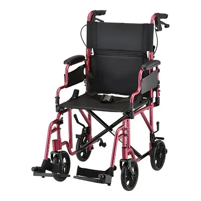 Nova Ortho-Med - 350R Transport Chair Nova 19 Inch Seat Width Desk Length Arm Elevating Legrest Aluminum Frame with Red Finish