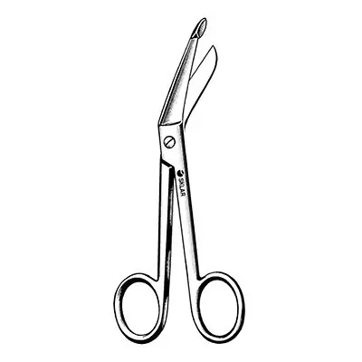 Sklar - 11-1055 Bandage Scissors Sklar® Lister 5-1/2 Inch Length OR / Surgical Grade German Stainless Steel NonSterile Finger Ring Handle Angled Blunt Tip / Blunt Tip