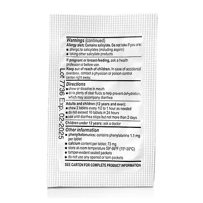McKesson Brand 82473 - McKesson Bismuth Subsalicylate Anti-Diarrheal - 100/Box, 1200/Case
