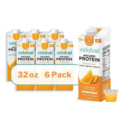Vidafuel Inc 03-322A - Vidafuel Wellness Protein Drink with Collagen and Whey, Orange Burst Flavor - 1/Each, 6/Case