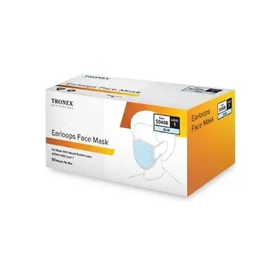 Tronex International Inc - 5040B Procedure Mask Tronex ASTM Level 1 Earloops One Size Fits Most