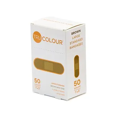 Tru-Colour Products LLC - TCB-NLS50 Tru-Colour Skin Tone Shade Fabric Bandage Adhesive Strips – Brown