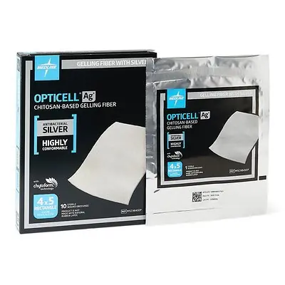 Medline - MSC9845EP Silver Gelling Fiber Dressing Opticell Ag+ Rectangle Sterile
