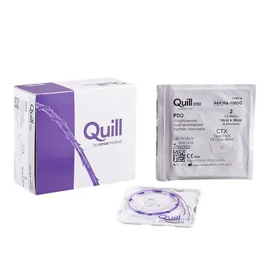 Surgical Specialties - RA-1065Q Absorbable Quill Barbed Suture with Needle Quill™ Polydioxanone CTX 1/2 Circle Taper Point Needle Size 2 Barbed Monofilament