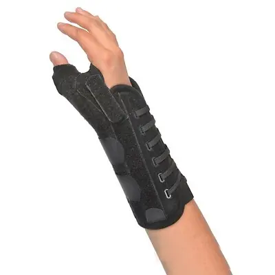 Hely & Weber - 455-RT Thumb Brace with Wrist Support Titan Thumb™ Adult One Size Fits Most Dual-Pull Lace Closure Right Hand Black