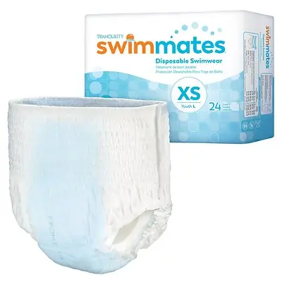 Principle Business Enterprises - 2843 Bowel Containment Swim Brief Tranquility® Swimmates™ Pull On with Tear Away Seams Adult X-Small Unisex Disposable Moderate Absorbency