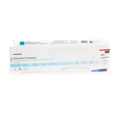 McKesson Brand - 16-MH1618 Urethral Catheter McKesson Straight Tip Hydrophilic Coated PVC 18 Fr. 16 Inch Length