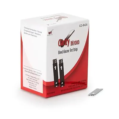 Clarity Lab Group LLC - CD-BG5 Blood Glucose Test Strips Clarity BG1000 50 Strips per Pack For Clarity BG1000 Blood Glucose Monitoring System