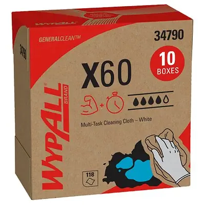 Kimberly Clark - 34790 Multipurpose Task Wipe WypAll® GeneralClean™ X60 118 Count Dispenser Box 8 X 16 Inch NonSterile Disposable