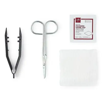 Medline - MDS701550 Suture Removal Kit Medline Scissor Style Handle Straight Jaw Type Sterile Single Use