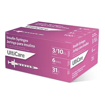 Ultimed - 91006 Standard Insulin Syringe with Needle UltiCare® 0.3 mL 1/4 Inch 31 Gauge NonSafety Thin Wall