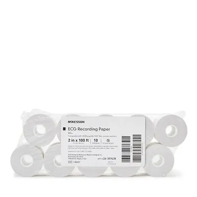 McKesson Brand 26-307438 - Recording Chart Paper McKesson Roll Without Grid - 1/Roll, 10/Pack, 100/Case