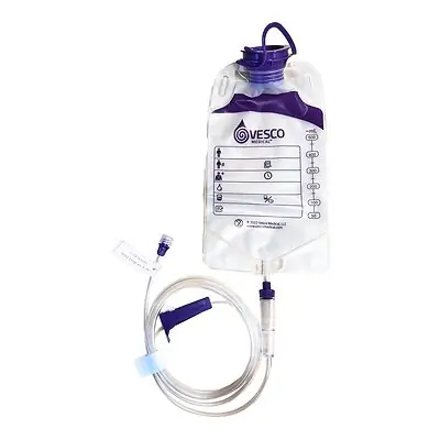 Vesco Medical - VED-042 Gravity Feeding Bag Set with ENFit™ Connector 500 mL PVC