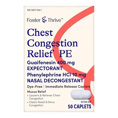McKesson Brand - 70677105601 Foster & Thrive™ Chest Congestion Relief PE Guaifenesin & Phenylephrine Caplets