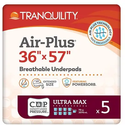 Principle Business Enterprises - 2721 Disposable Underpad Tranquility® Air-Plus™ Repositioning 36 X 57 Inch Powersorb® Material Heavy Absorbency