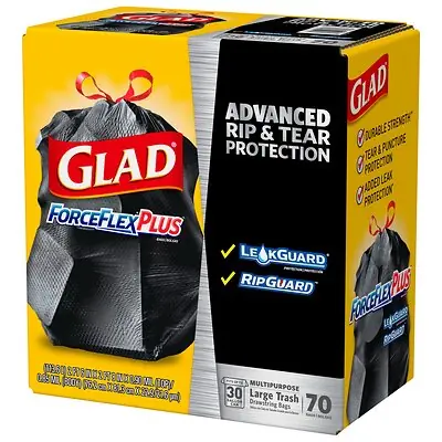 The Clorox Company - 70358 Trash Bag Glad® ForceFlex™ Plus 30 gal. 1.05 mil 30 X 32 Inch Black Dispenser Box