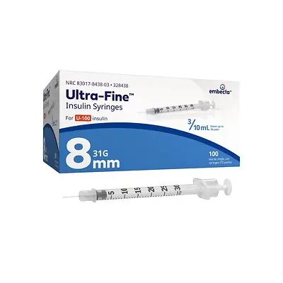 embecta Medical II LLC - 328438 Standard Insulin Syringe with Needle Ultra-Fine™ 0.3 mL 5/16 Inch 31 Gauge NonSafety Regular Wall